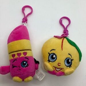 Set of two Shopkins Plush Lippy Lips and Peachy Stuffed Animal Toys